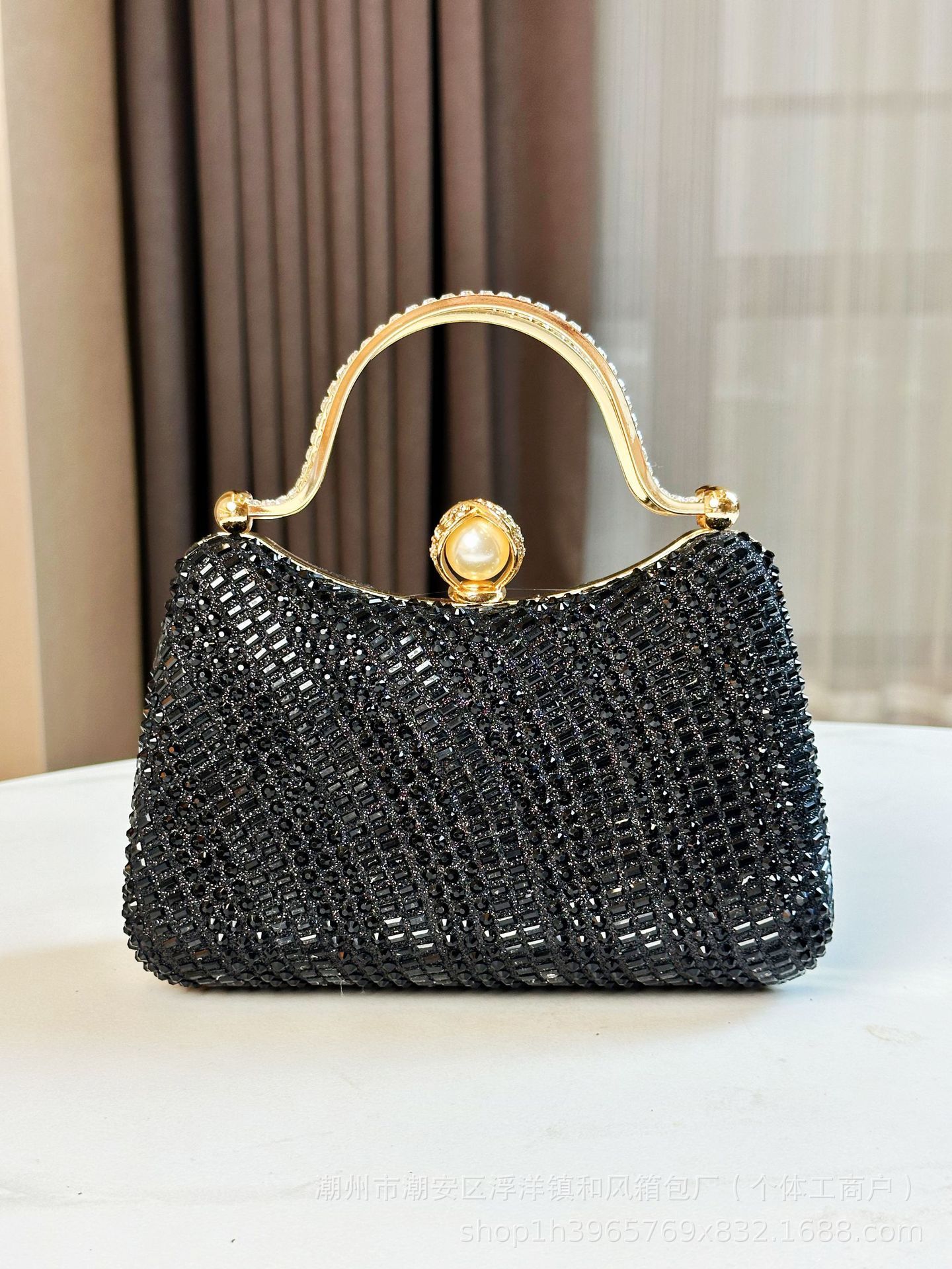Celebrity Banquet Bag Cross Shoulder High Gui Style Shining Sequins Wave Shape Handbag Full Diamond Handle