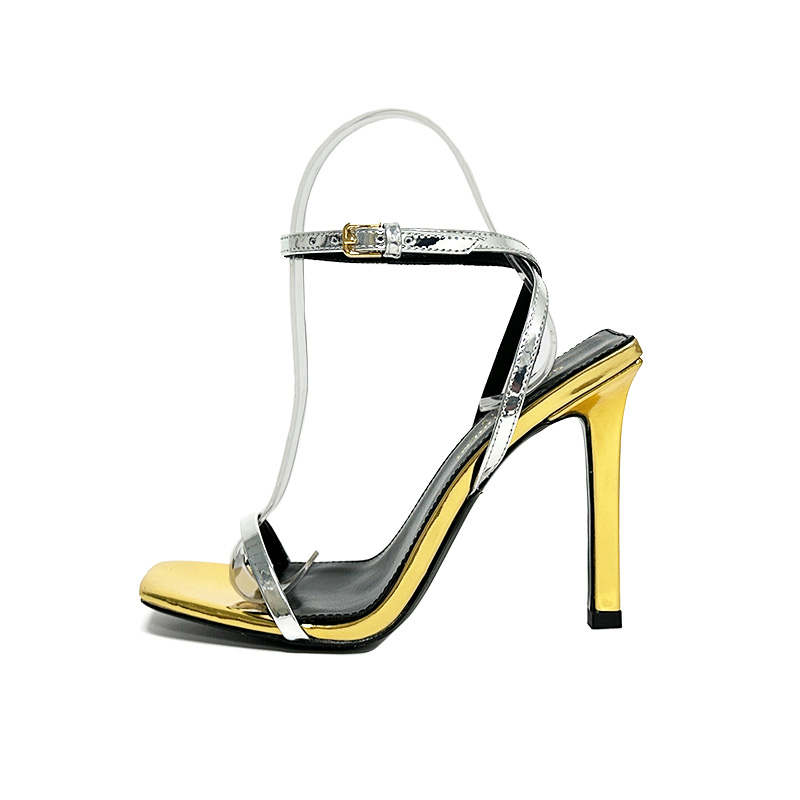 luxury high heels sandals genuine leather designer slippers Black and Gold Wedding Dress Classics shoes with box size 35-42