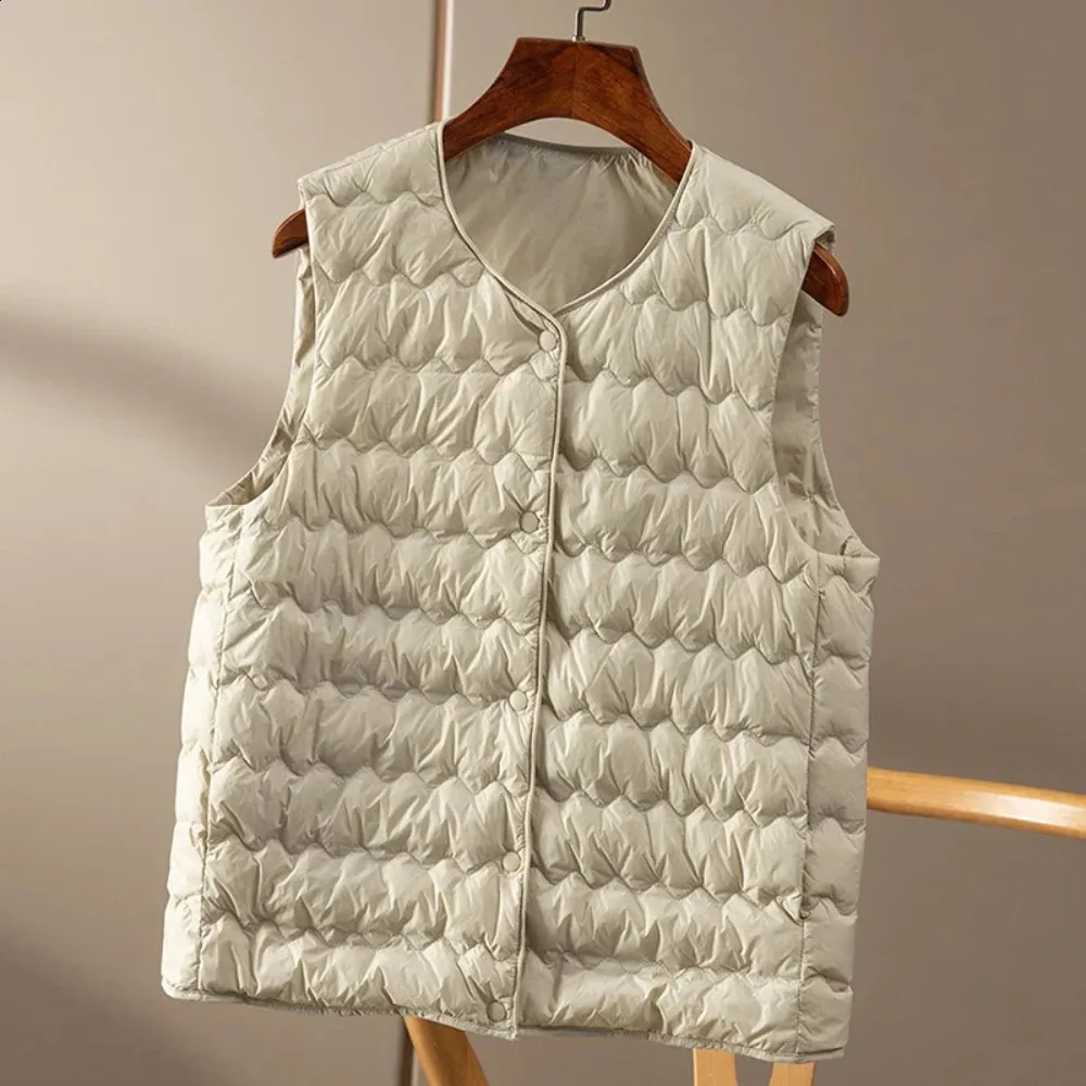 Winter White Duck Down Tank Top Ultra Thin Jacket Inner Wing Womens Feather Warm Leisure Fashion Basic Belt 240913