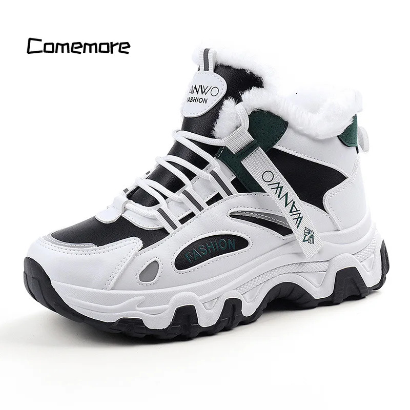 Comemore chunky Platform plush Vulcanize Shoes Fashion Plus Veet Warm Casual Running Shoe for Woman Winter Women's Sneakers 40
