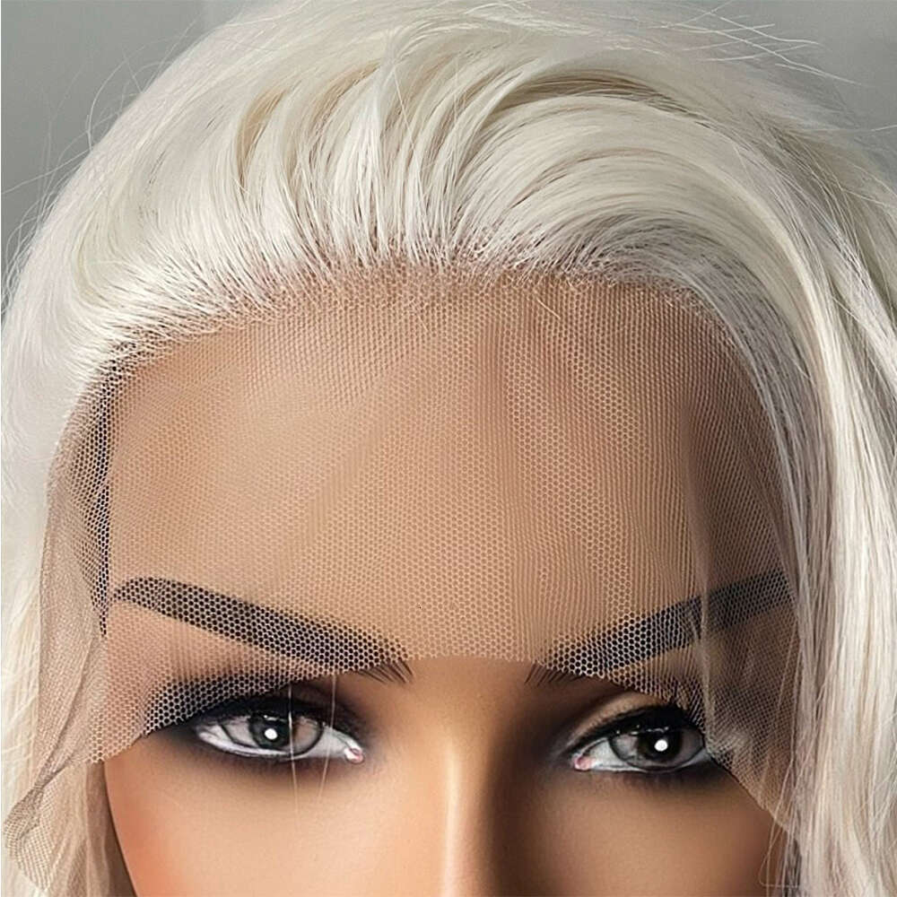 White Wavy Lace Front Curly Heat Safe Synthetic Wig Bridal Free Part Realistic Natural Looking Wigs For Women 13X3
