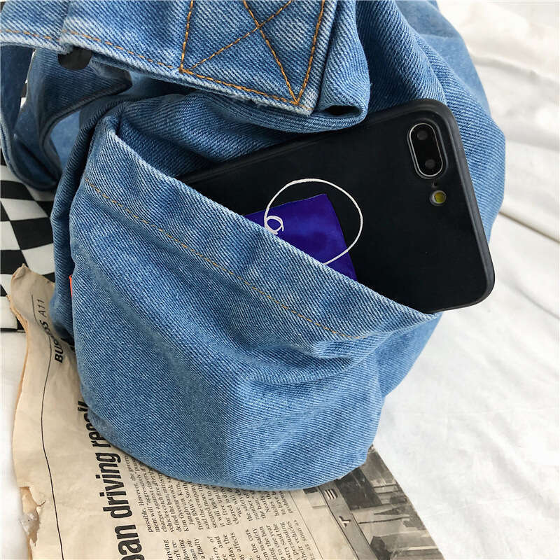 AMZZ Canvas crossbody women's 2024 new high-capacity shoulder bag, casual denim, artistic student class bag