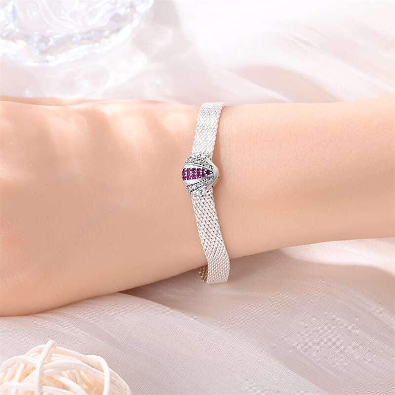 925 Sterling Silver Butterfly Protection Heart Charms Flat Bead Fit Original Bracelet DIY Birthday Jewelry Gift