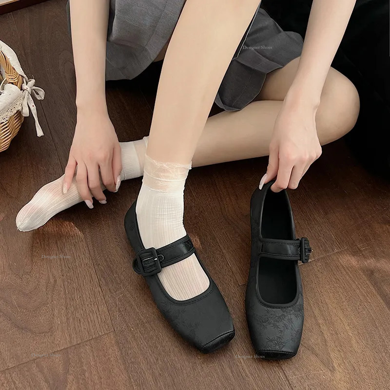 Chinese Super New Fire Soft Sole Instagram Bean Shoes, Straight To Work, Not Tired, One Step Buckle, Mary Jane Women's Singles Shoes