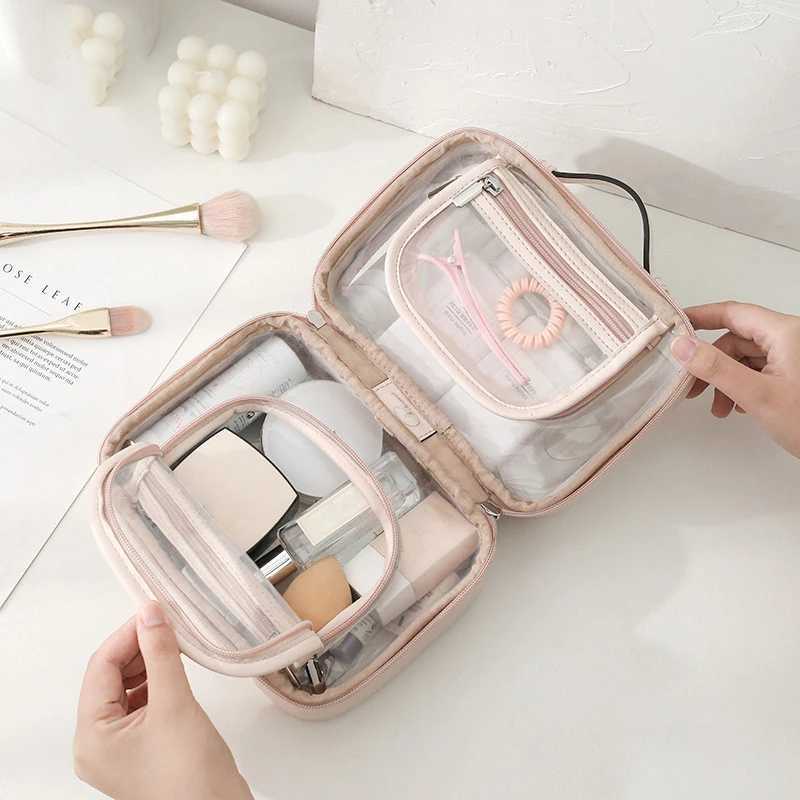 Storage Waterproof Cosmetic Bag Double Layered Makeup Brush Storage Multifunctional Large Capacity Lady Travel Clear Makeup Bags Z240914