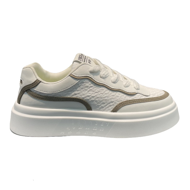 Ddmybear Fashionable And Versatile White Autumn New Item, Leather Surface Splicing, Comfortable Soft Soled Board Shoes, Men's Shoes Chinese Brand
