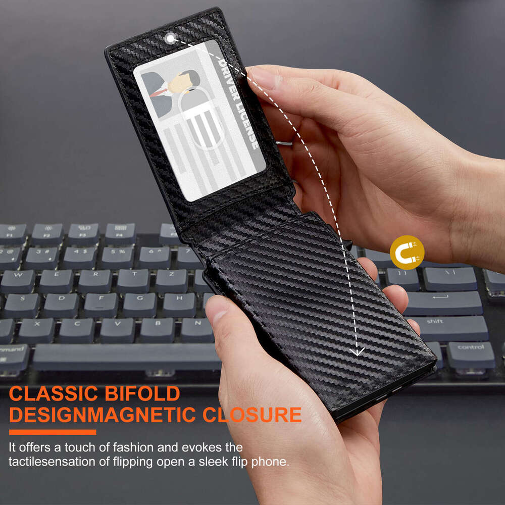 AMZZ Carbon fiber genuine leather, soft anti-theft brush, wallet, men's high-end feeling