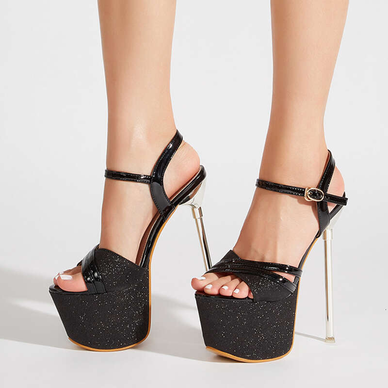 Liyke Runway Style Sequined Platform Sandals For Women Sexy Peep Toe 17Cm Super High Heels Wedding Banquet Shoes Gold Sier
