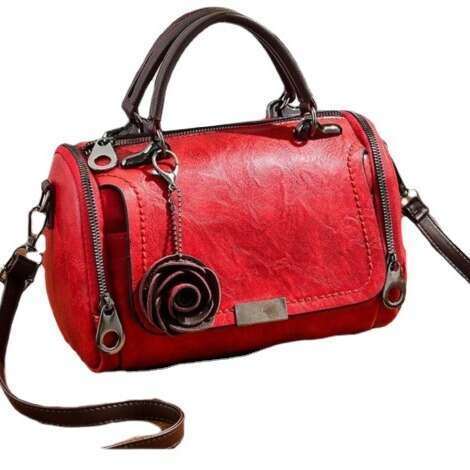 AMZZ 2024 Spring New Solid Color Pillow Women's Small Flower Pendant Korean Crossbody Shoulder Bag