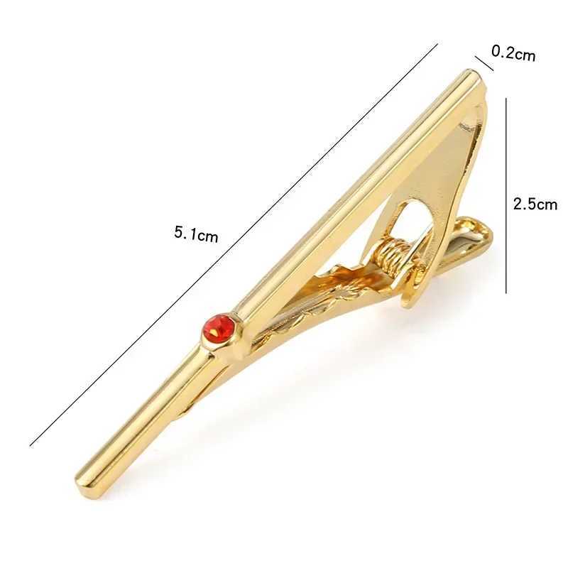 Luxury mens zircon slim tie clip rose gold solid color crystal new mens high-end fashion wedding necklace W240914