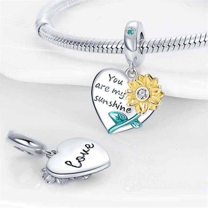 925 Sterling Silver Bees Heart Shaped Suower wer Charms Beads Fit Original Bracelet DIY Fine Jewelry Gift