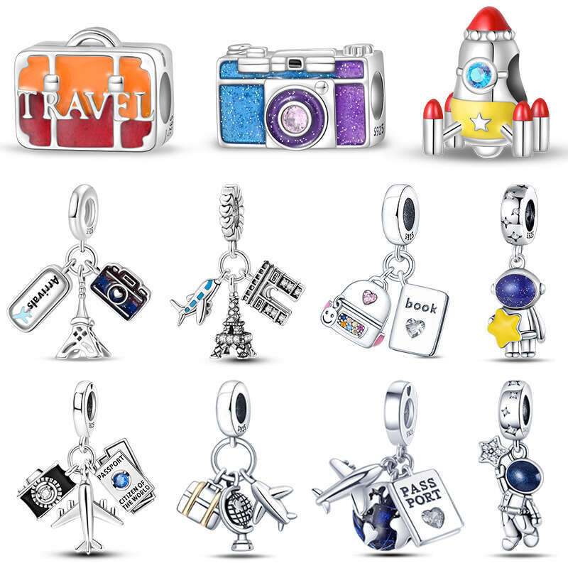 925 Sterling Silver Globe Spaceman Astronaut Travel Charms Pendants Fit Original Bracelet Fine DIY Jewelry Gift
