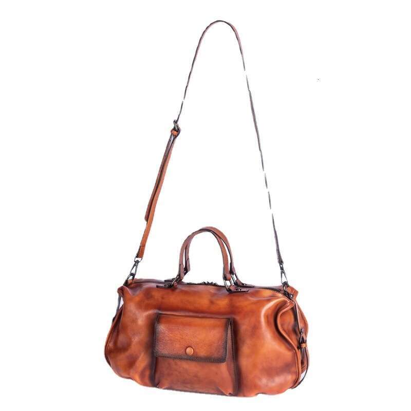 AMZZ 2024 Summer New Women's Head Layer Leather Shoulder Cross Hand Brushed Large Capacity Bag