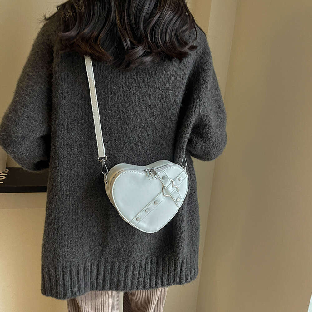 Designer bag Vintage Y2K Small Chain Rivet Shoulder Bag Heart Shaped Purse Handbag Red PU Leather Gothic Tote Bag Fashion Women Crossbody Bag tote bag