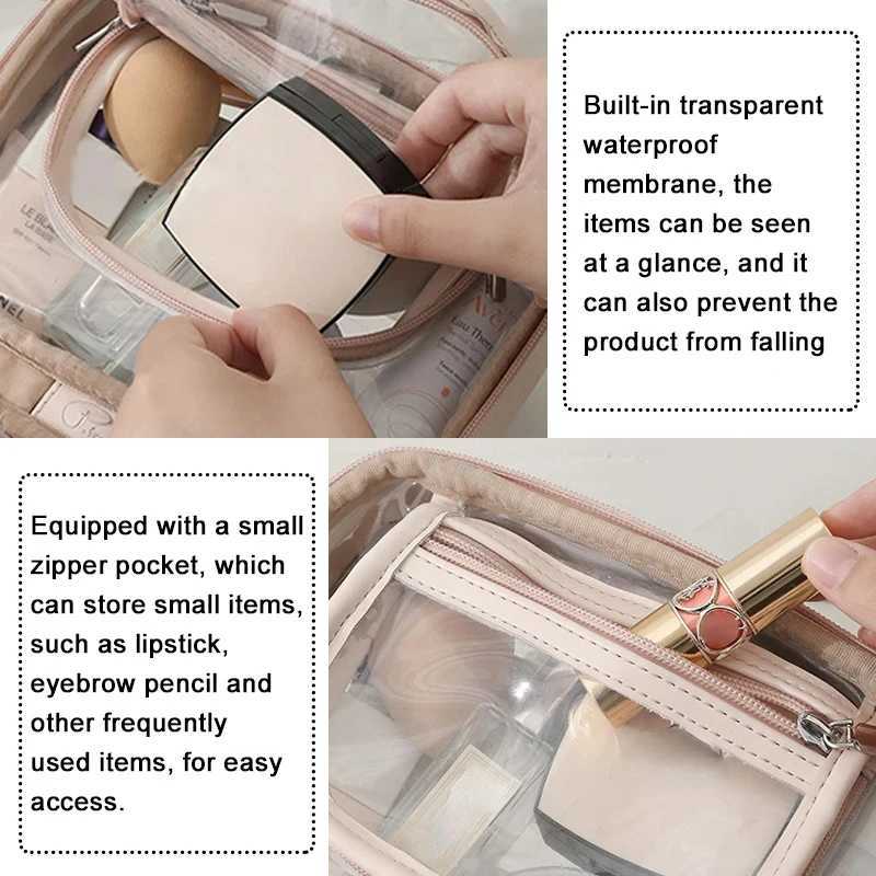 Storage Waterproof Cosmetic Bag Double Layered Makeup Brush Storage Multifunctional Large Capacity Lady Travel Clear Makeup Bags Z240914