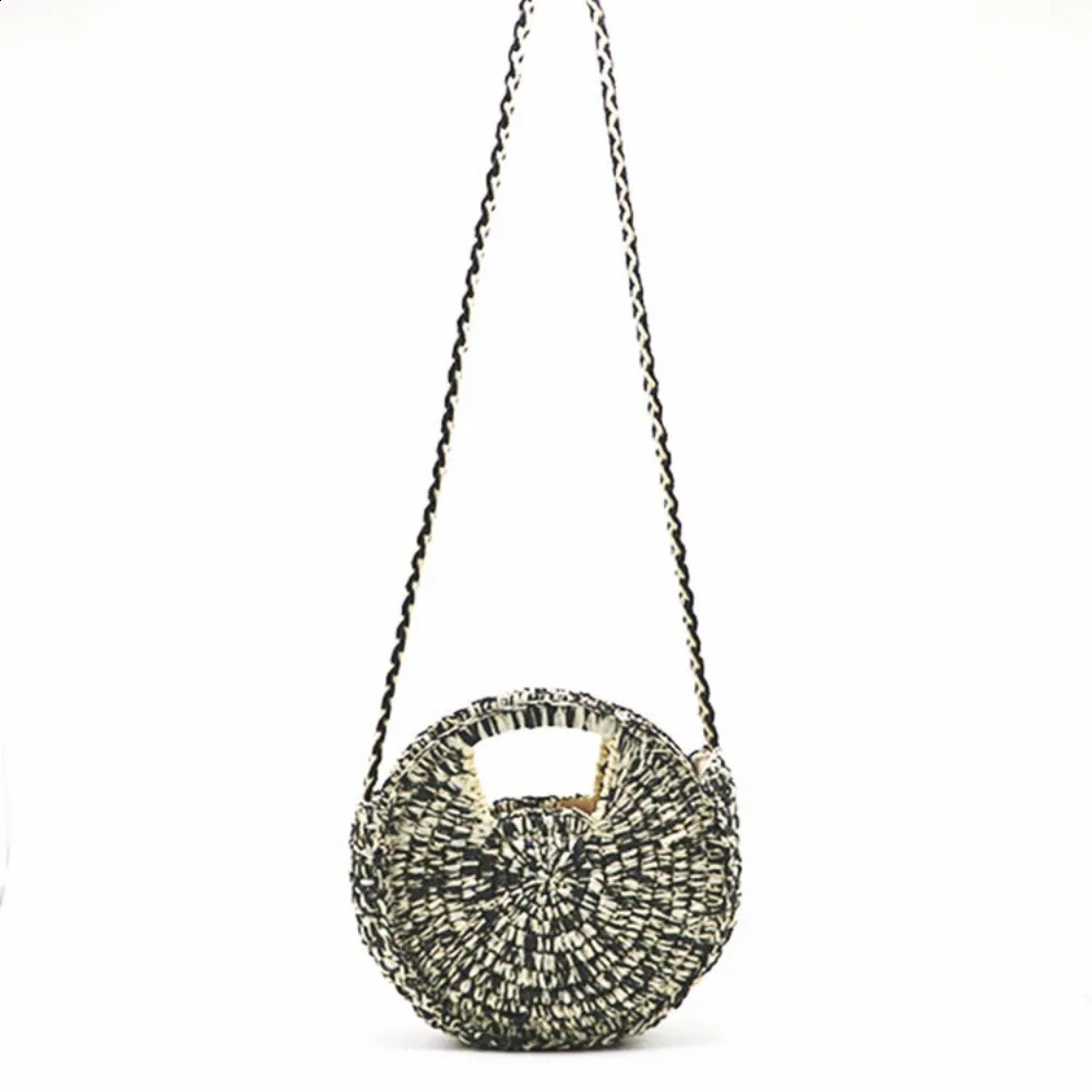 Summer round straw bag small womens ner handbag Bohemian shoulder cross body travel beach 240913