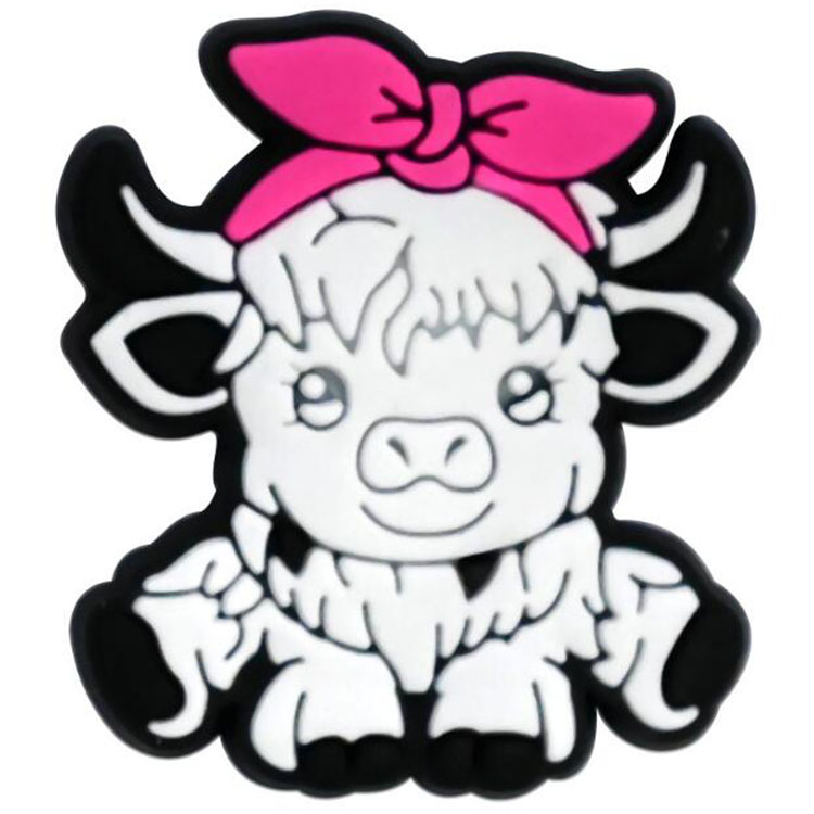 New styles highland cow series hole shoe flowers pvc soft rubber shoe buckle cute funny cow shoe charms accessories gift