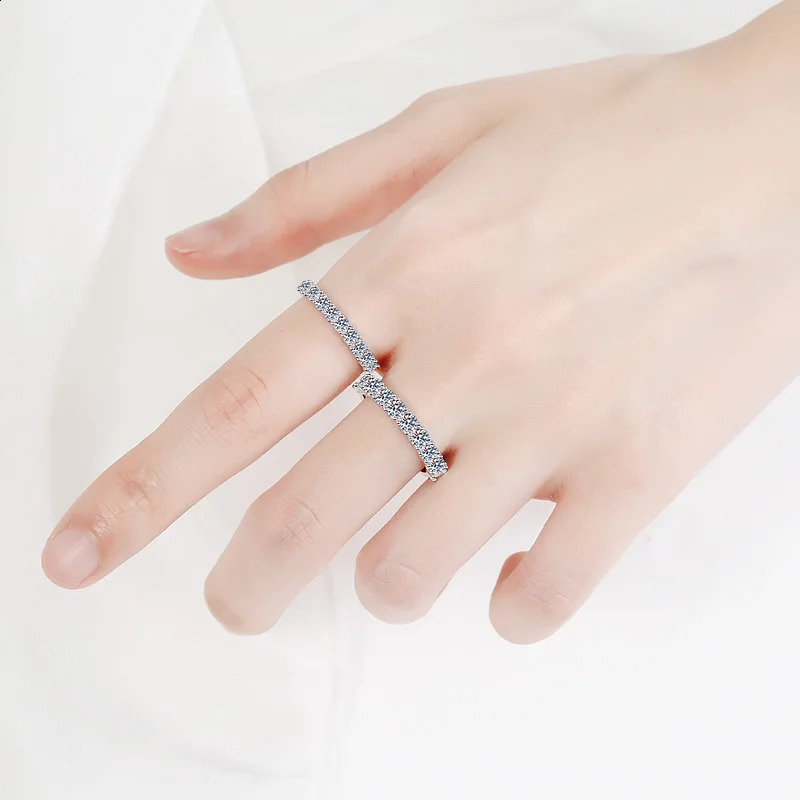 HTOTOH 925 Silver White Gold Bubble Ring for Women Matching Wedding Diamonds Band Engagement 240906