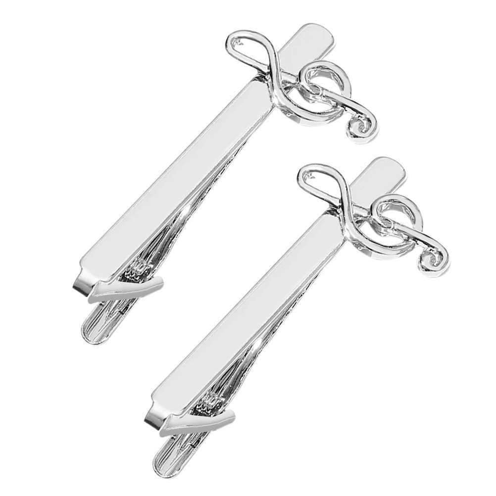 2 Tie Clips European Fashion Mens Wedding Cufflinks Mens Chemical Cufflinks 64X26X19CM Alloy Music Notes W240914