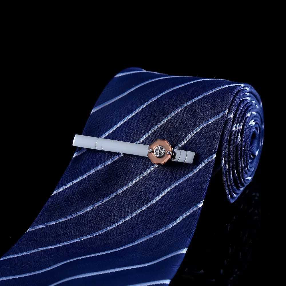 High quality geometric crystal mens cufflinks luxury tie clip set silver simple shirt button wedding groom jewelry accessories W240914