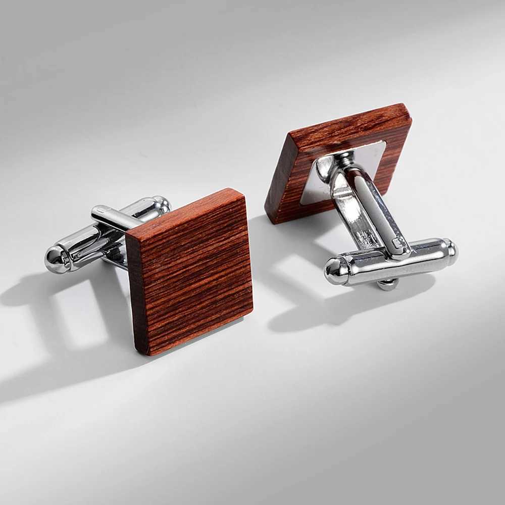 Wooden tie clip and cufflink set suitable for mens classic tie clip cufflink set copper tie rod brown blue tie collar pin jewelry gift W240914