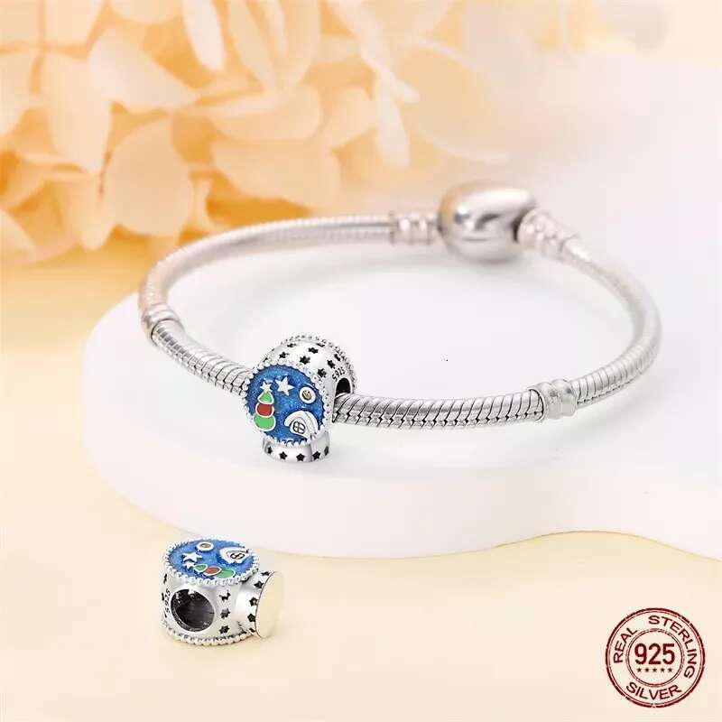 925 New Sterling Silver Snowflake Tree Ski Boots Charms Beads Fit Original Bracelet Fine DIY Christmas Jewelry