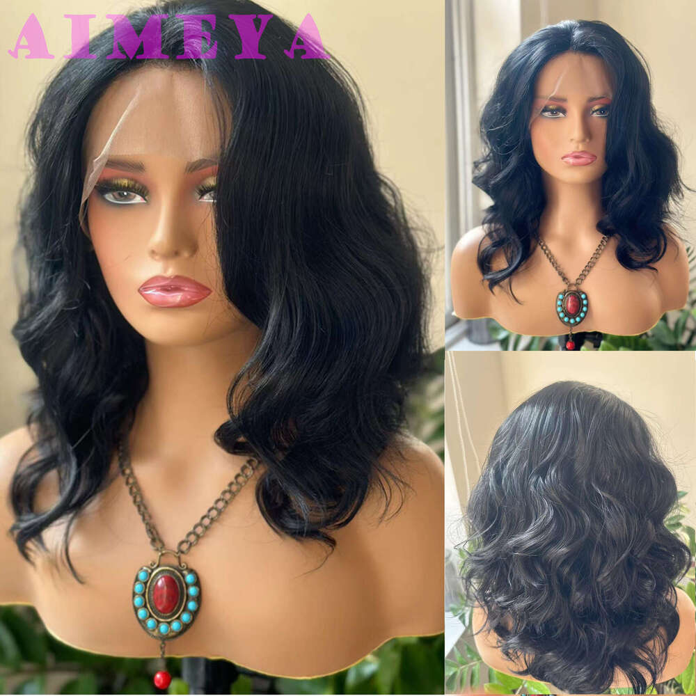 AIMEYA Black Bob For Women Lace Front With Natural Haire 13X4 Short BOB Wig Daily Use Synthetic Hair