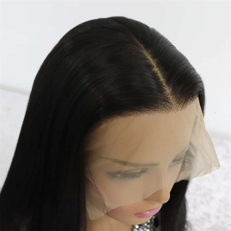 Natural Silky Straight Lace Front Wig 26Inch 180Density For Black Women With Baby Hair Glueless Synthetic Preplucked Daily