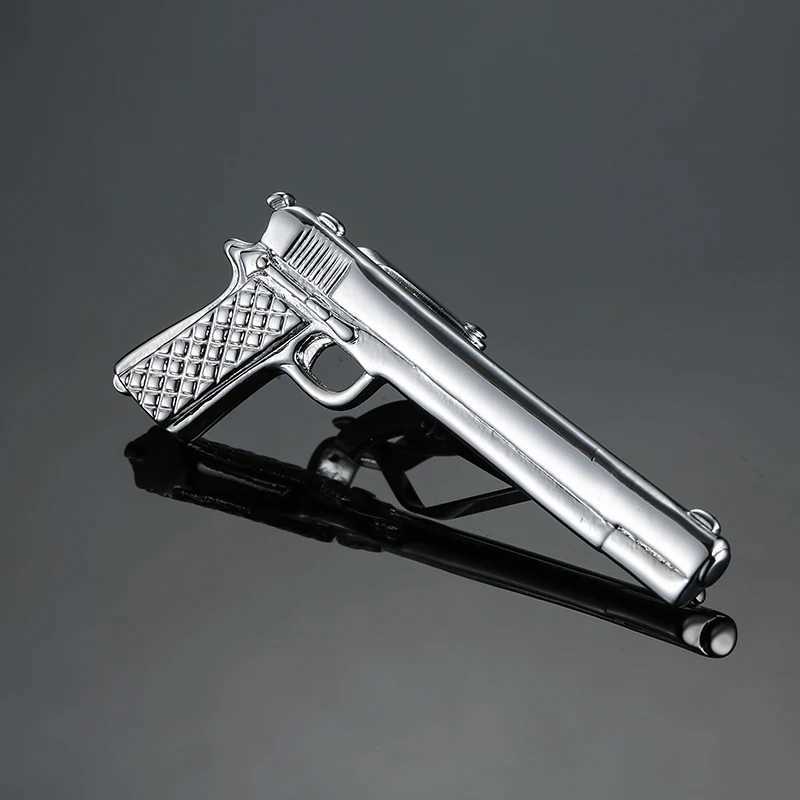 Classic mens and womens tie clip high-quality metal pistol model clip business shirt accessory jewelry gift W240914