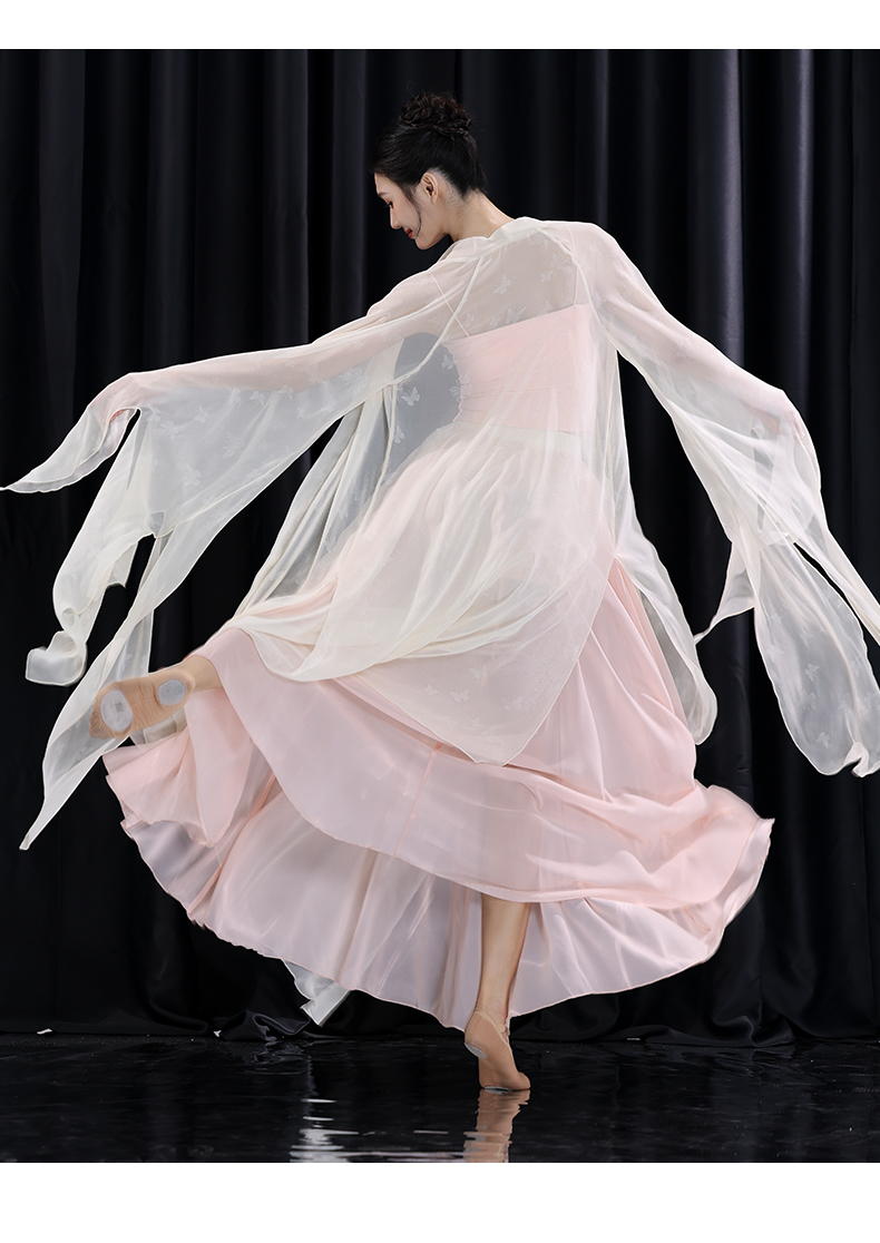 Hanfu Classical Dance Costume for Women Flowing Chiffon Top, Traditional Chinese Performance Wear
