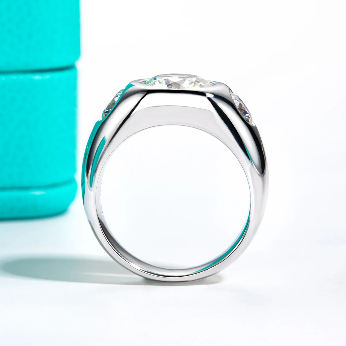 AnuJewel 3cttw D color silica mens ring 925 sterling silver 18K goldplated laboratory creates diamond engagement rings for men 240912