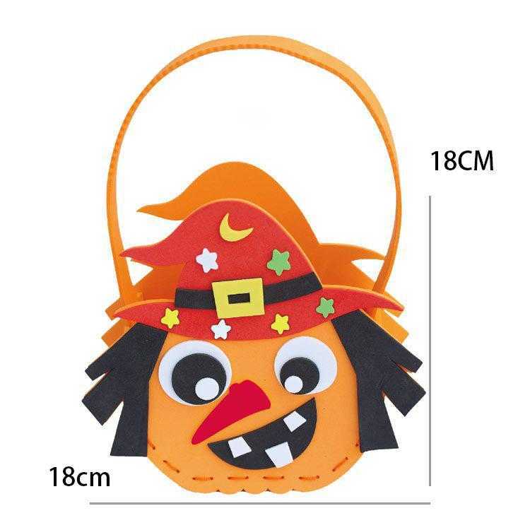 CMM Halloween Pumpkin Lantern Sugar Bag Handheld Basket Ghost Festival Decoration Diy Handmade Golden Wings Toy Bulk