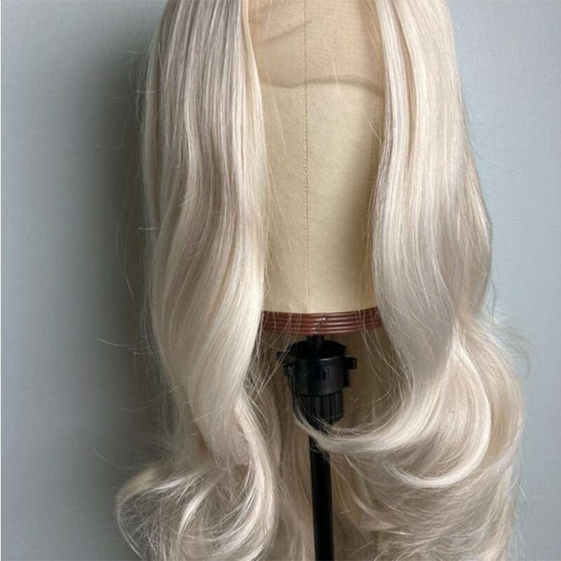Light Hair Platinum Blonde Lace Front Long Wavy Synthetic Wig Heat Resistant Fiber 150% Women Daily Wigs