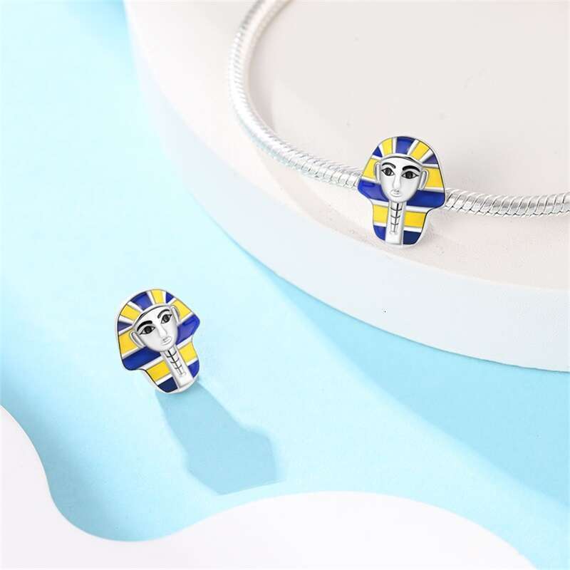 925 Sterling Silver Pyramid Evil Eye Bastet Charms Beads Fit Original Bracelets Fine DIY Party Jewelry