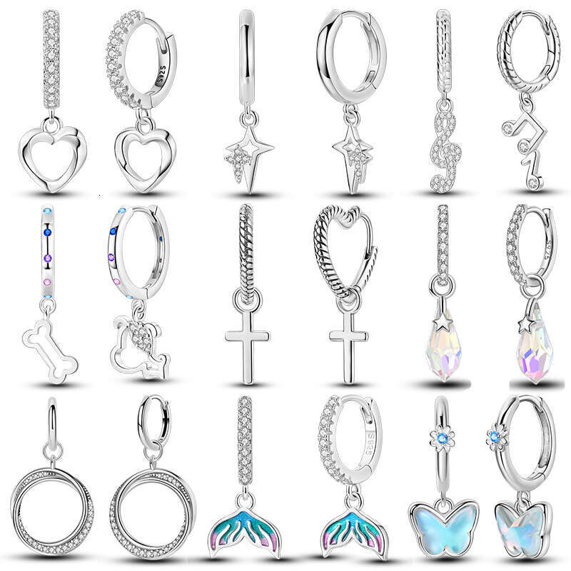 New 925 Sterling Silver Heart Shaped For Women Shooting Star Geometric Double Hoop Earrings Fine Romantic Jewelry