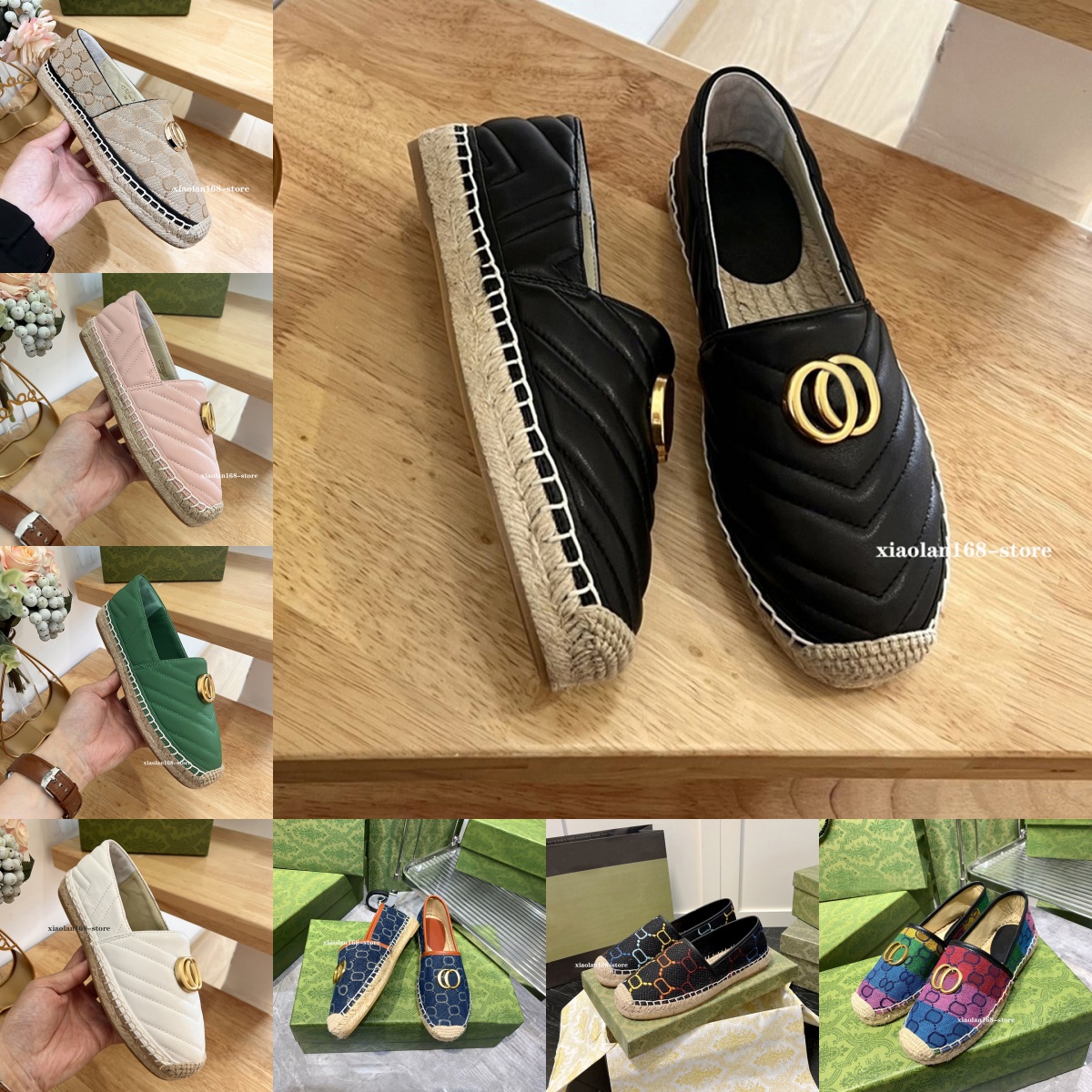 Italy Designer Shoes 2025 Luxury Womens Shoe Espadrilles Fisherman Shoes Loafers Flat Heels Lazy Shoe Golden G leather Lady Casual Shoes Eur 35-42