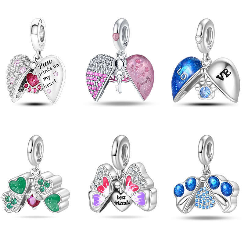 925 Sterling Silver Butterfly Four Leaf Clover Friendship Charms Pendants Fit Original Bracelets DIY Jewelry Gifts