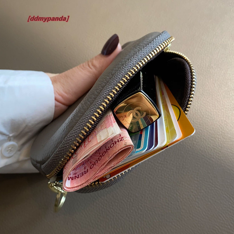 Head layer cowhide universal mini change women's keyring coin bag, genuine leather zipper small wallet #13 ddmypanda