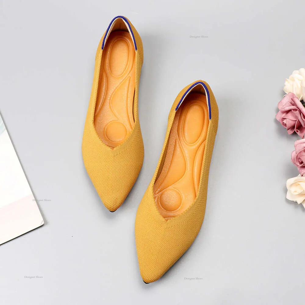 Princess Chicken Rolls Spring And Autumn Flying Weaving Single Doudou Flat Large Women's Soft Sole Knitted Pointed Boat Shoes