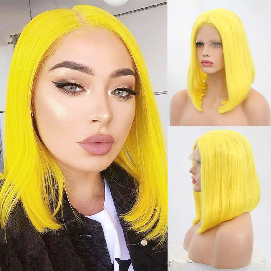 Short Wigs For Women Straight Platinum Blonde Bob Synthetic Lace Front Wig Natural Haire Daily Use