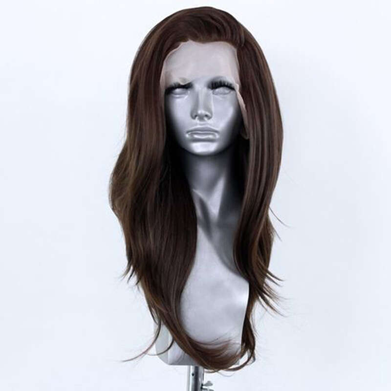 AIMEYA Fashion Dark Brown Lace Front For Women Girls Natural Wave Free Part Synthetic Daily Wear Cosplay Wig