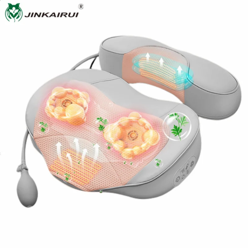 Low noise massage pillow heated massage pad with finger pressure roller for neck and shoulder head and waist massage traction 240914
