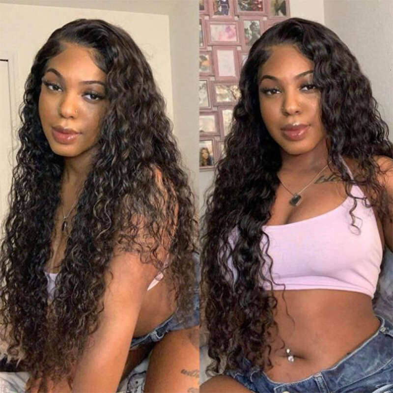 Long Synthetic For Women Bouncy Curly Front Wig 10% Human Hair Black Heat Resistant Glueless Lace Wigs