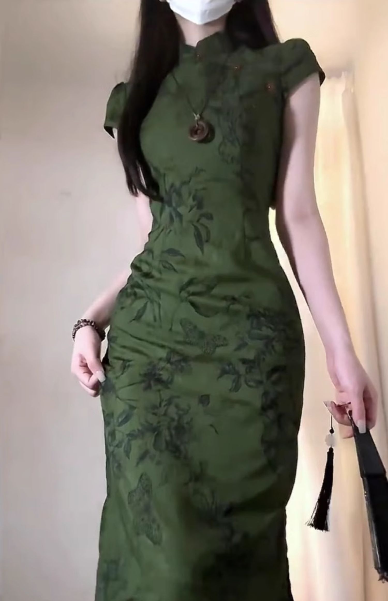 Modern Hanfu-Inspired Ink Painting Qipao Dress for Women - Slim Fit, Vintage Floral, Summer Chinese Style Dress