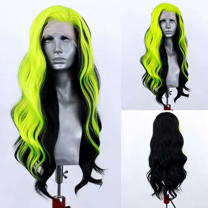AIMEYA Sier Grey Body Wave Front Wigs For Women Natural Haire Highlighted Synthetic Lace Cosplay Wig