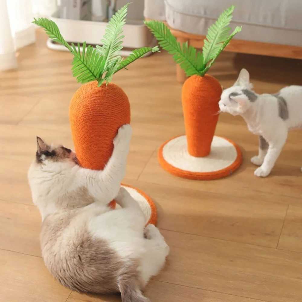 Cute Carrot Cat Tree Sisal Hemp Cat Scratch Board 40*30cm Logs Material Cat Tower Scratching Post Griffoir Chat