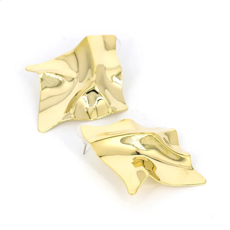 EK2126 Exaggerated Gold Color Irregular Square Shiny Metal Big Drop Earring Rhombus Punk Ear Party Jewelry 240906
