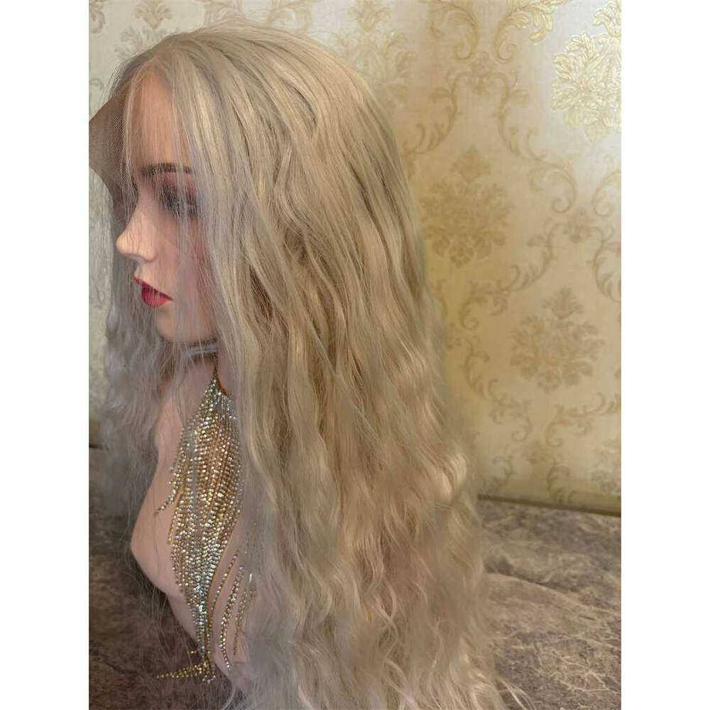 26 Inches White Hair Wigs For Women Ash Blonde Ombre Synthetic Natural Wavy Long Heat Resistant Curly Wig Cosplay