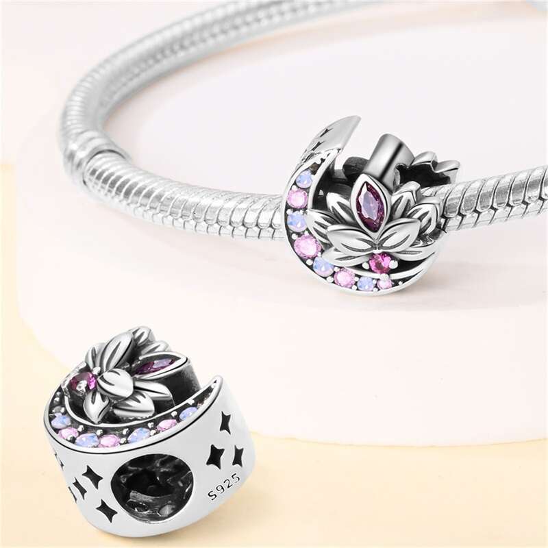 925 Sterling Silver Classical Lotus Charms Beads Fit Original Bracelets DIY Romantic Valentine's Day Jewelry Gifts