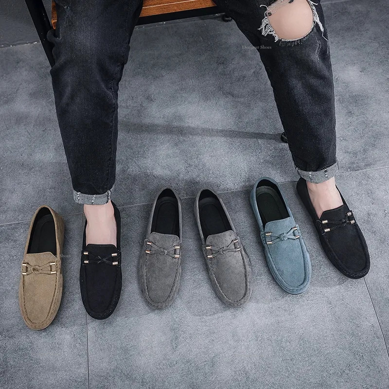 Shoes Spring Men's 2024 New Lazy Soft Sole Kick Men's Driving Casual Leather Shoes